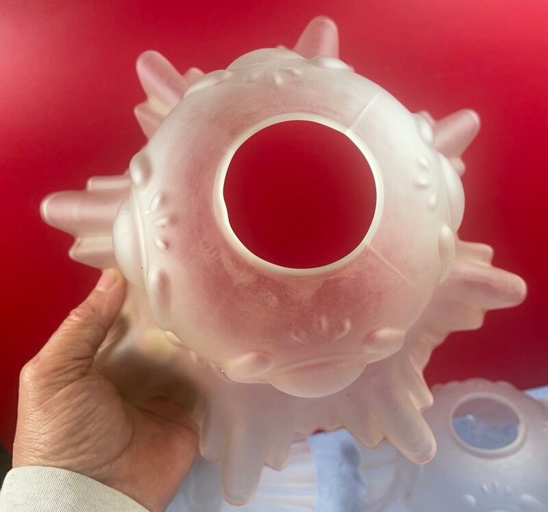 Set of 3 large lampshade ceiling lamp corolla molded glass set of 3