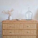 Vintage rattan chest of drawers