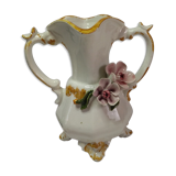 Vase soliflore, earthenware, signed Bassano, floral decoration