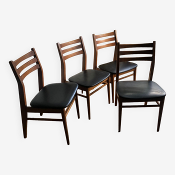 Série de quatre chaises scandinaves en frêne