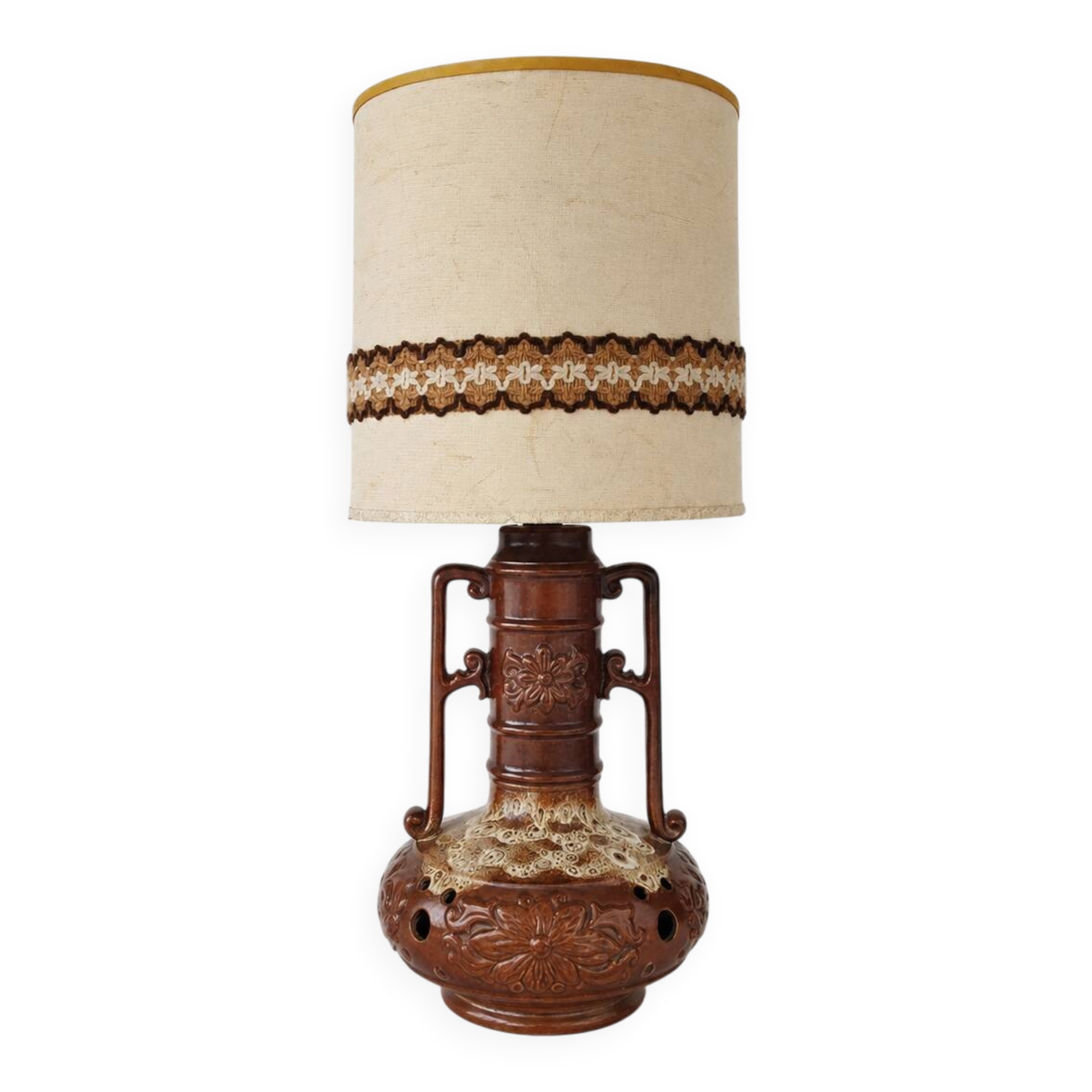 Vintage Fat Lava ceramic lamp – 70s retro lamp with shade