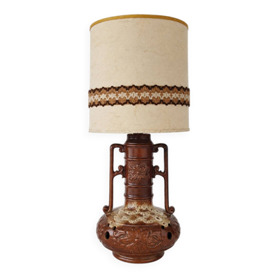 Lampe Fat Lava en céramique avec abat-jour, années 70
