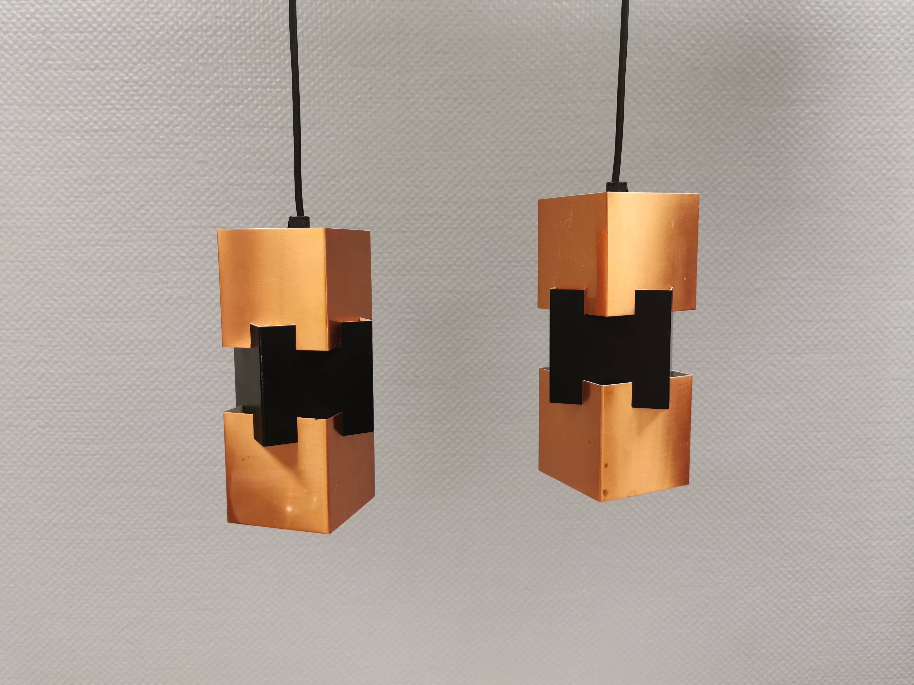 A pair of  Jo Hammerborg lamps for FOG & MØRUP model Kubus Denmark 1961