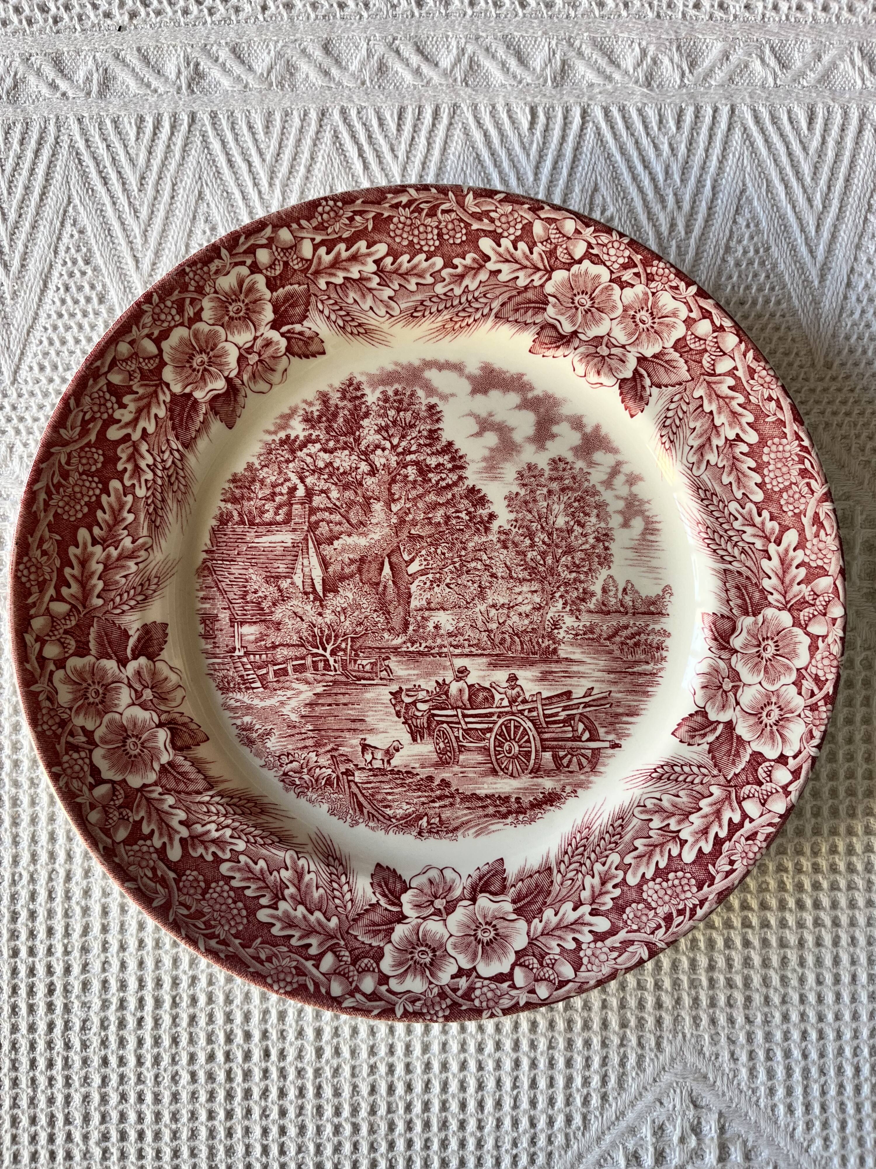 Series of 6 flat plates English earthenware