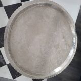 Silver-plated metal serving tray with chiseled finish #PLMR