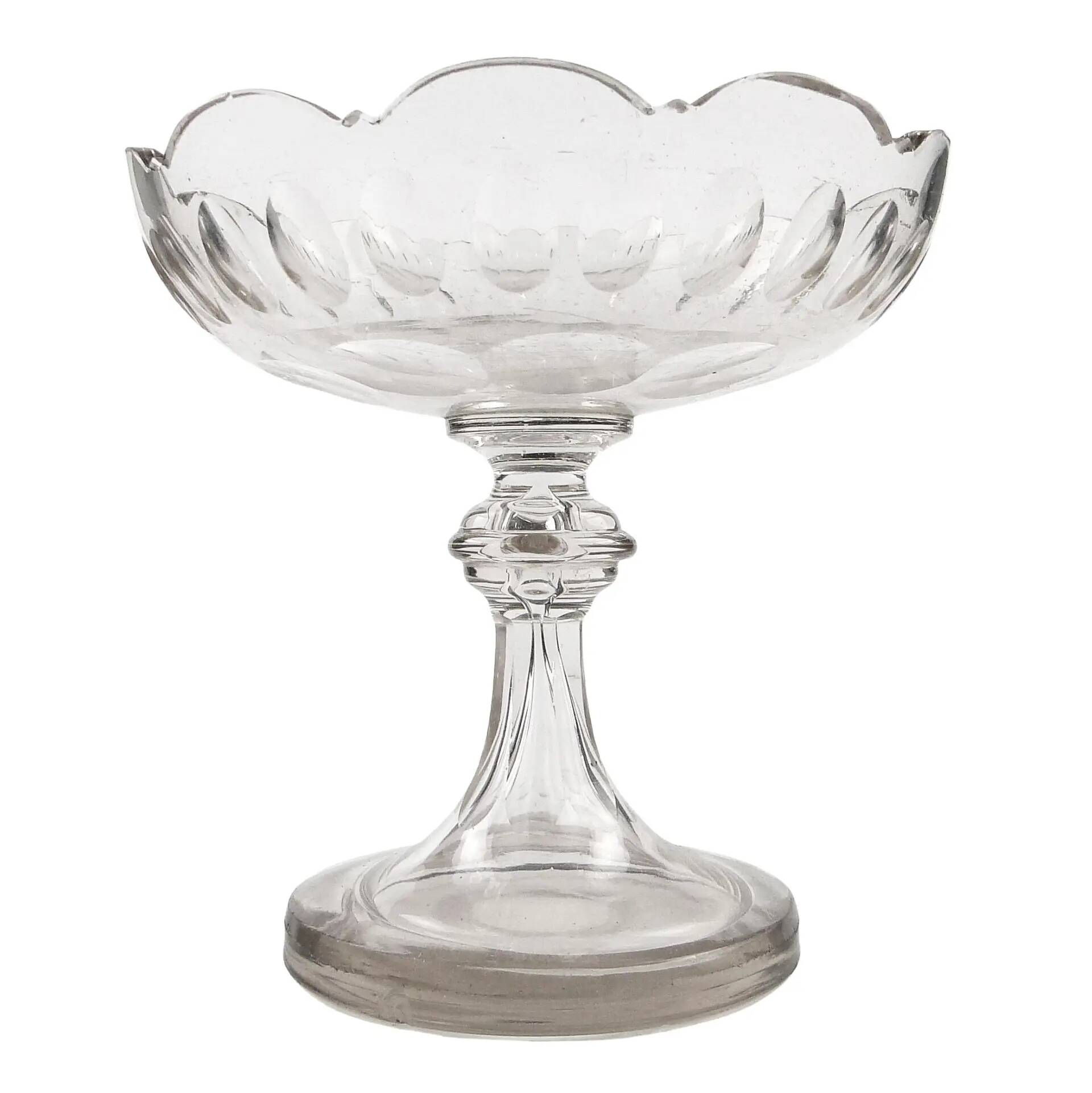 Biedermeier compote, transparent crystal, Czechia, 19th century