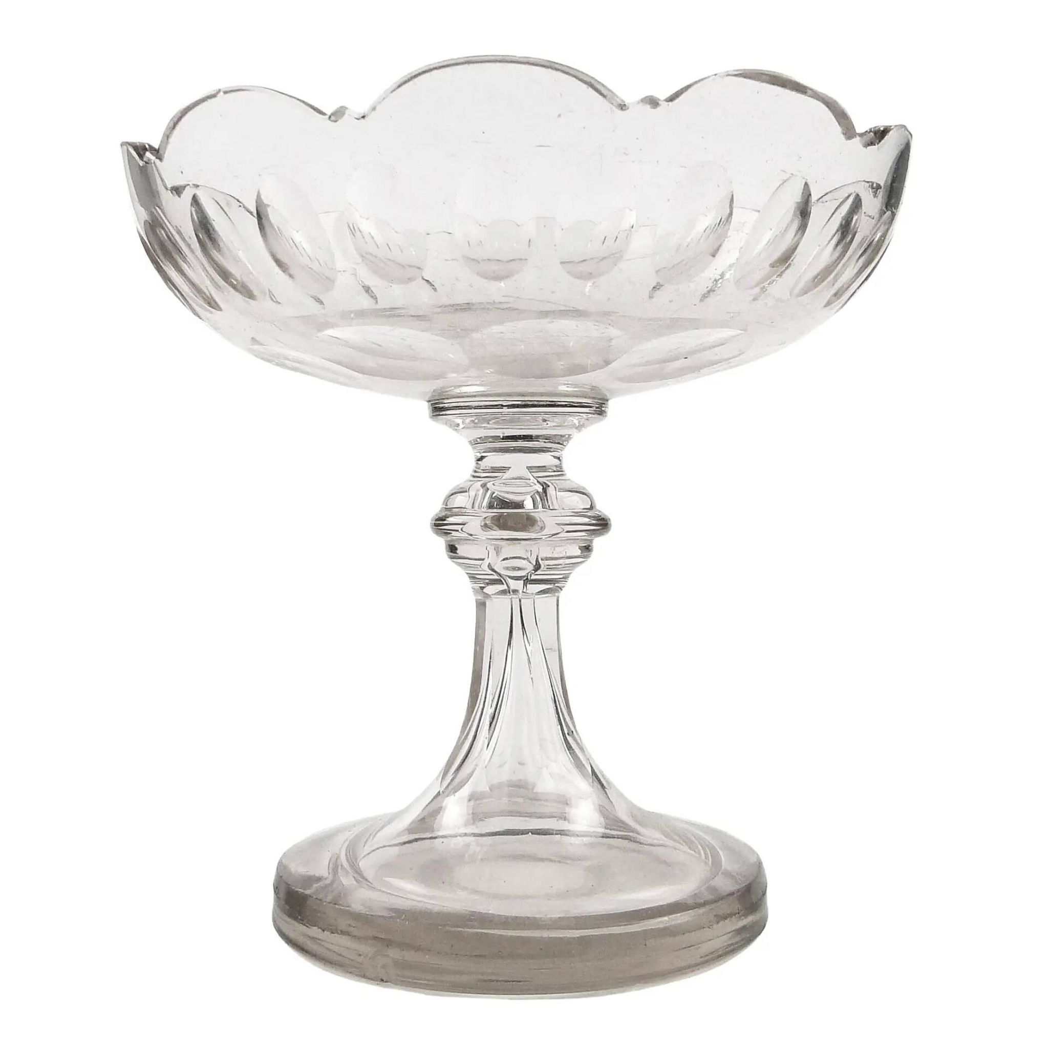 Biedermeier compote, transparent crystal, Czechia, 19th century