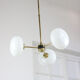 Mid-century brass and opaline glass chandelier