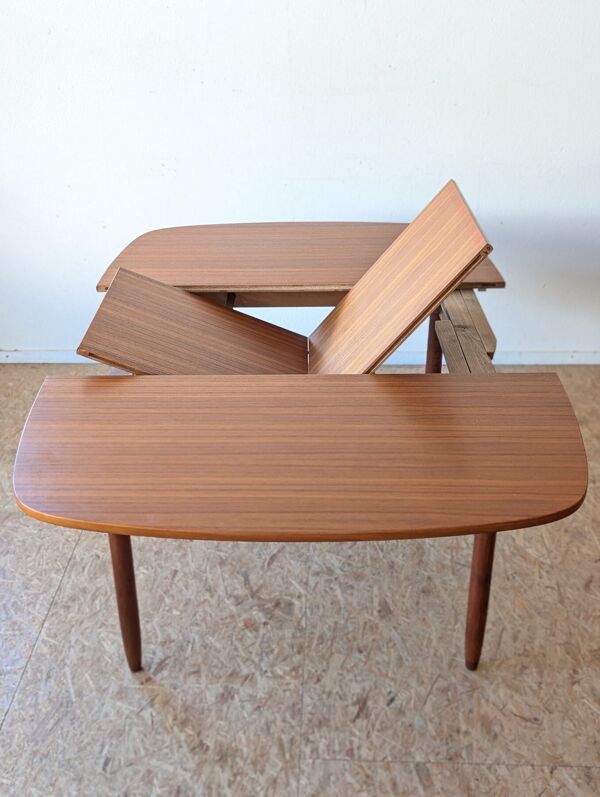 Table carrée teck scandinave extensible années 60