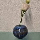 Blue ceramic Single flower vase in a round shape
