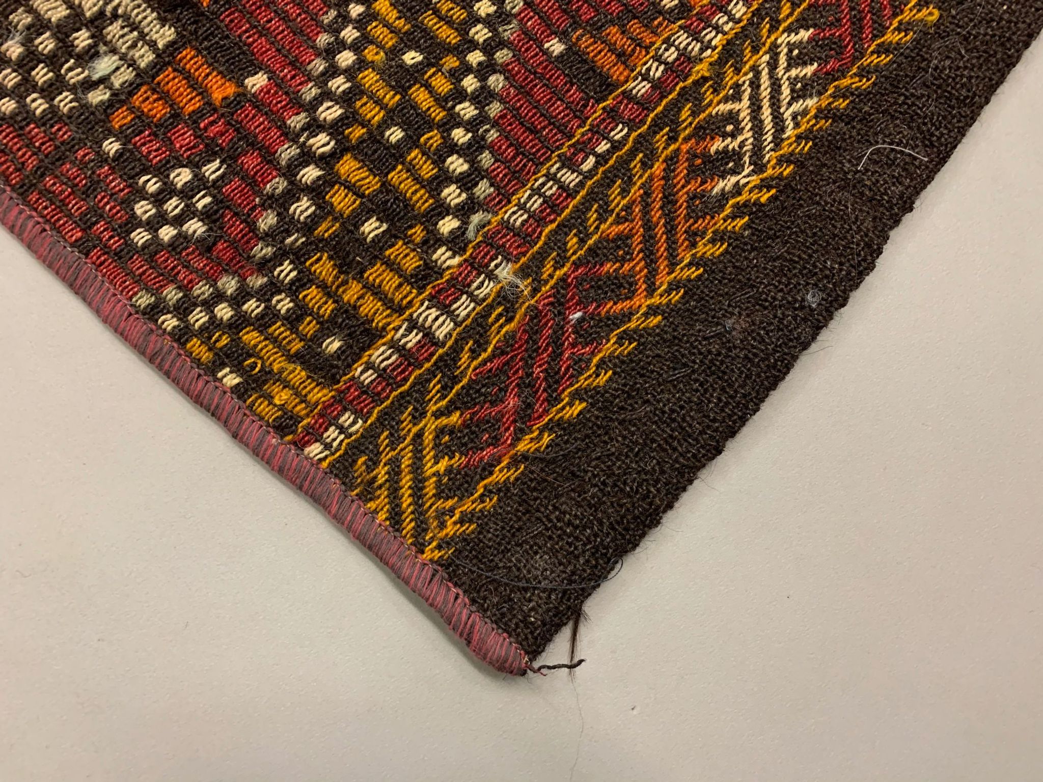 Old Turkish narrow Kilim Runner 315x51 cm, shabby chic, vintage kelim Red Black