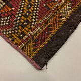 Old Turkish narrow Kilim Runner 315x51 cm, shabby chic, vintage kelim Red Black