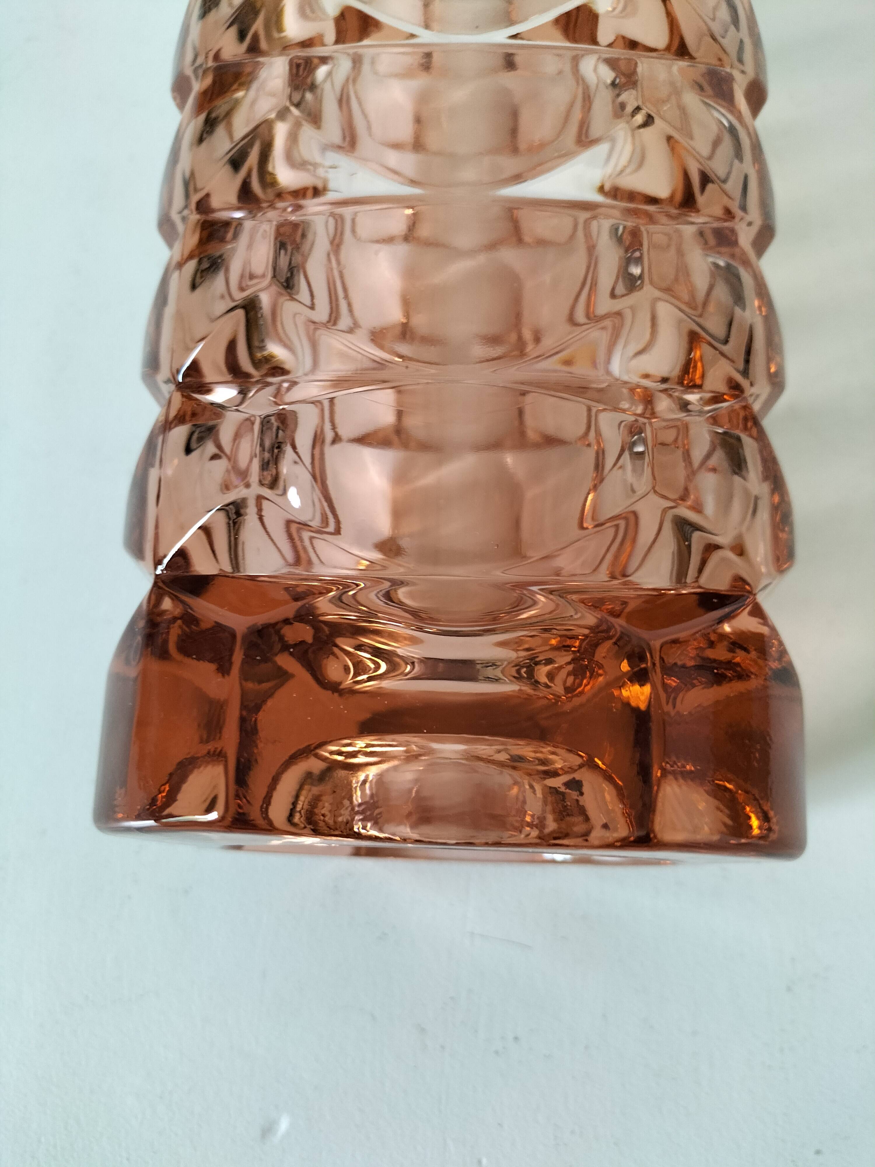 Vintage pink pressed glass vase – Windsor Rosaline model by Luminarc