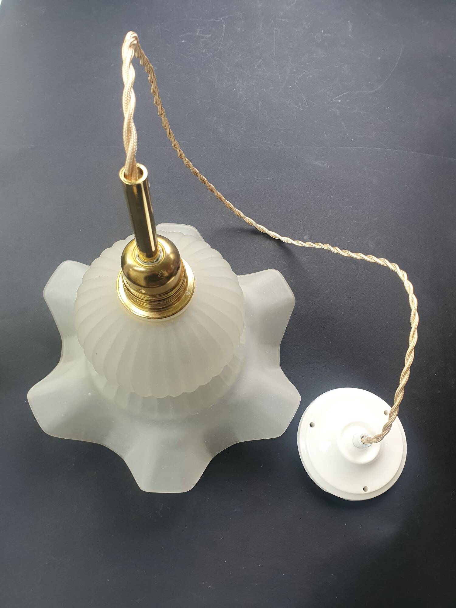 Large Art Deco pendant light from the 1950s, vintage.