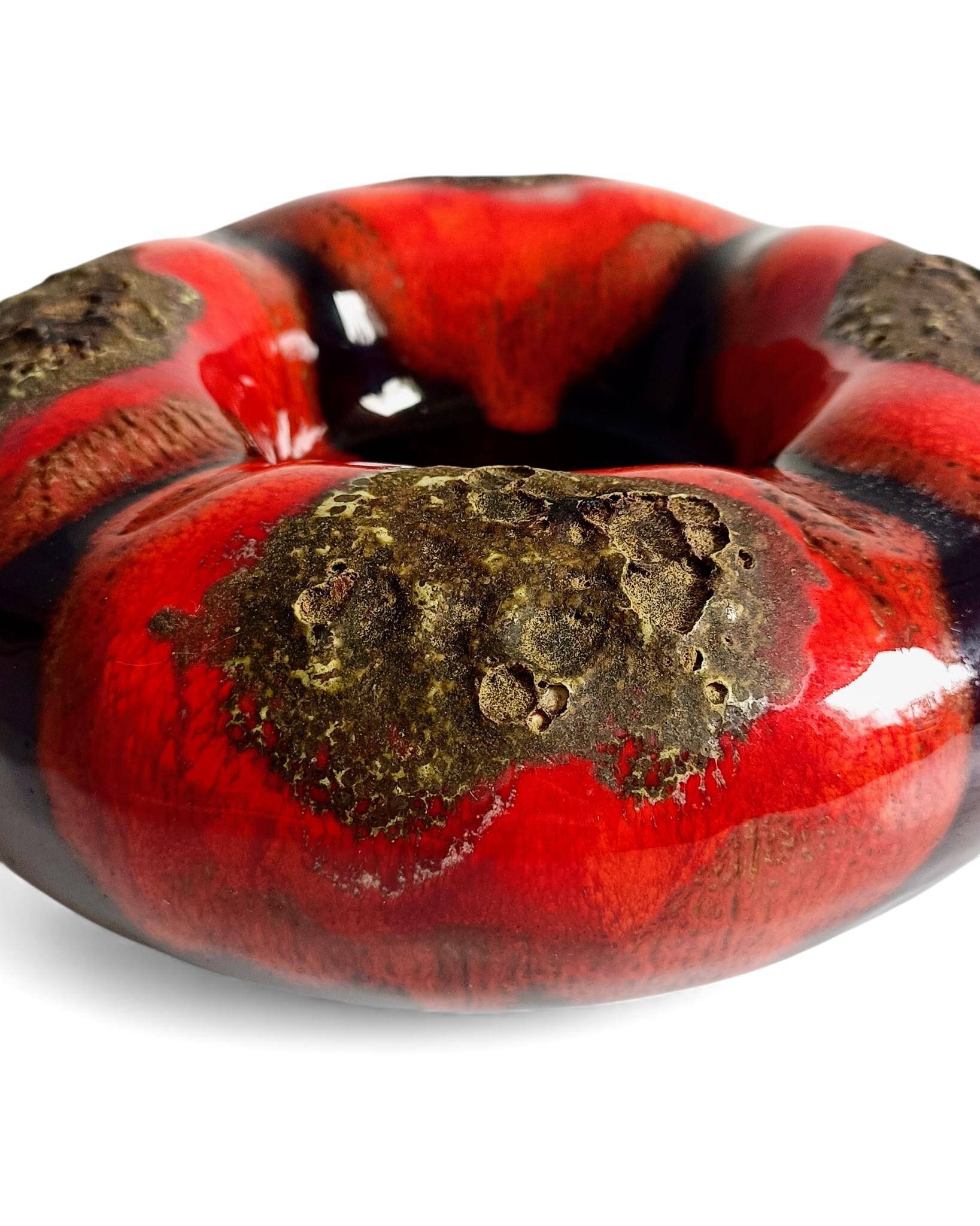 Sculptural Vallauris Ceramic Vide-Poche, Fat Lava Glaze, France, 1950s