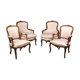 Armchairs Louis XV style carved walnut and fabric