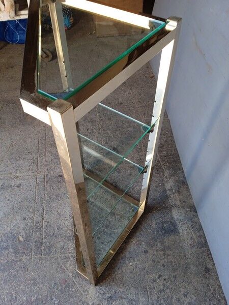 Neckline console metl gilded glass ep 1970