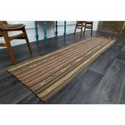 1970s Vintage Turkish Oushak Handmade Wool Cotton Orange Runner Rug 73x267