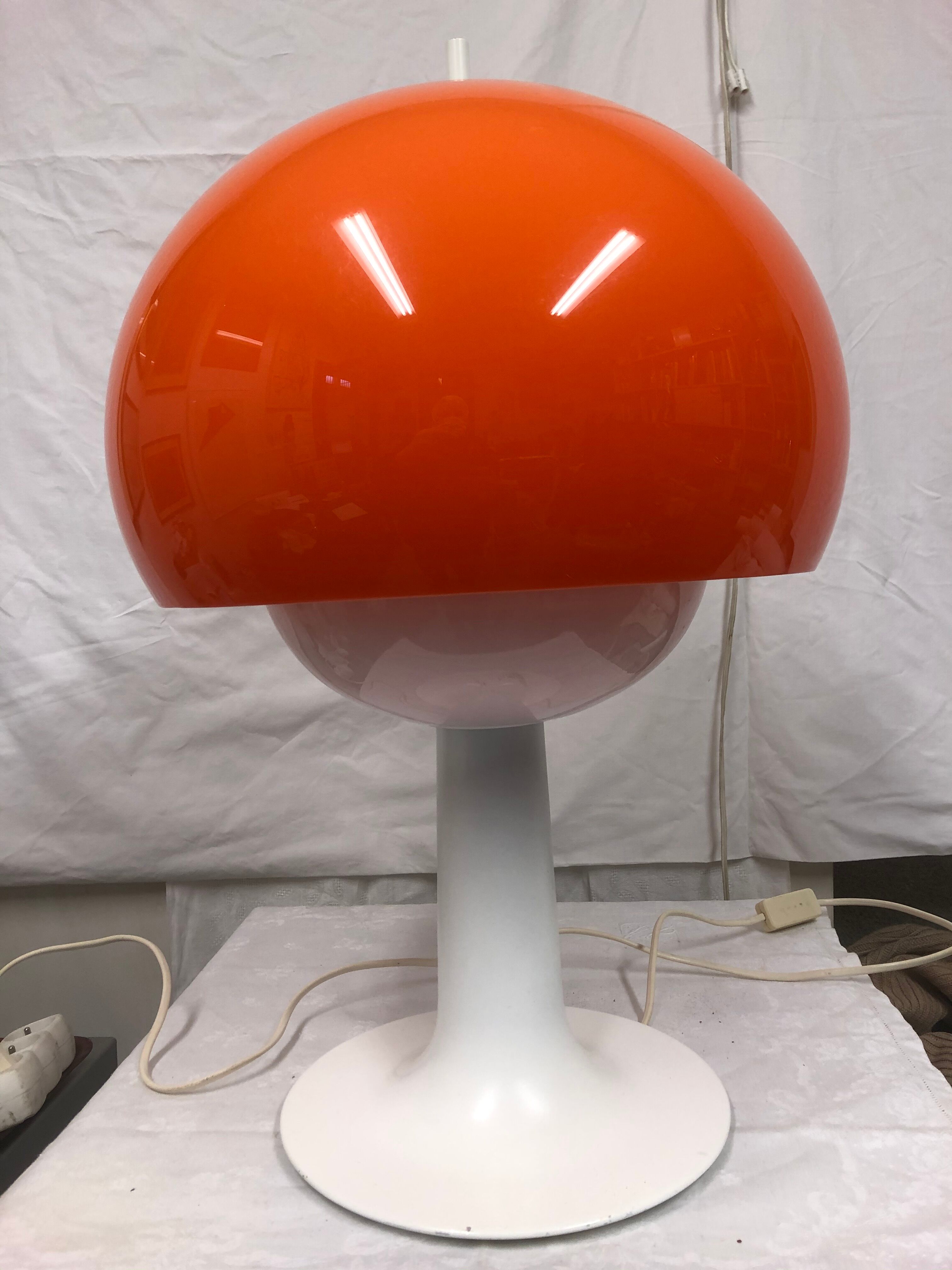 Lampe champignon orange design années 70