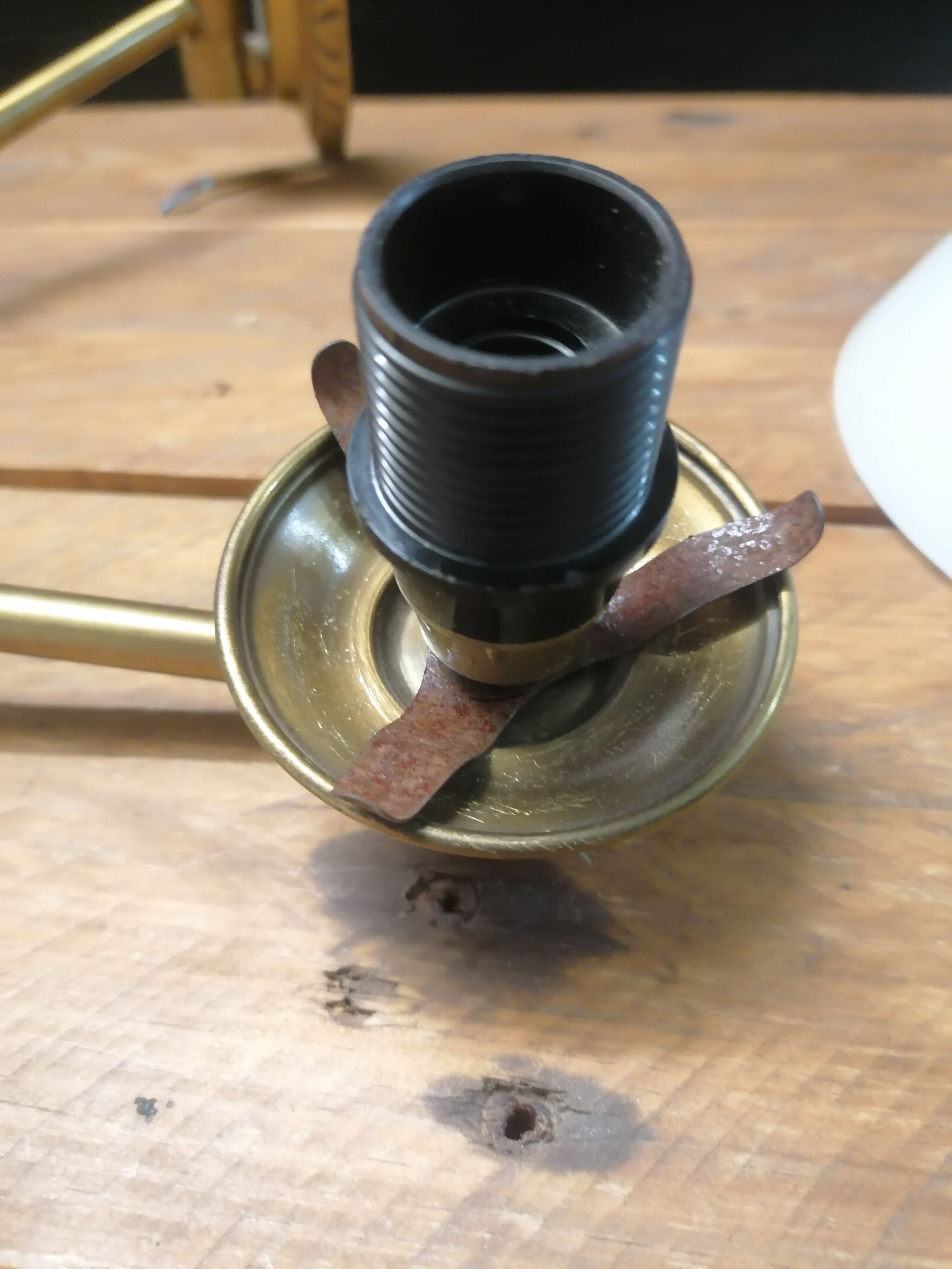 Articulated arm wall applique - brass and white glass diffuser - 1970s