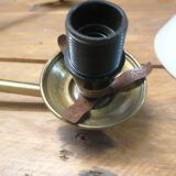 Articulated arm wall applique - brass and white glass diffuser - 1970s