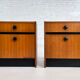 Pair of bedside table in teak and black lacquer design 60s