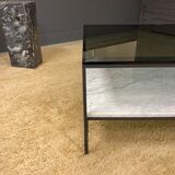 Table basse en marbre et en verre des années 1980