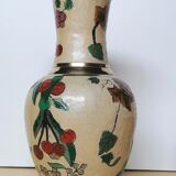 Paire de vases en laiton émaillé