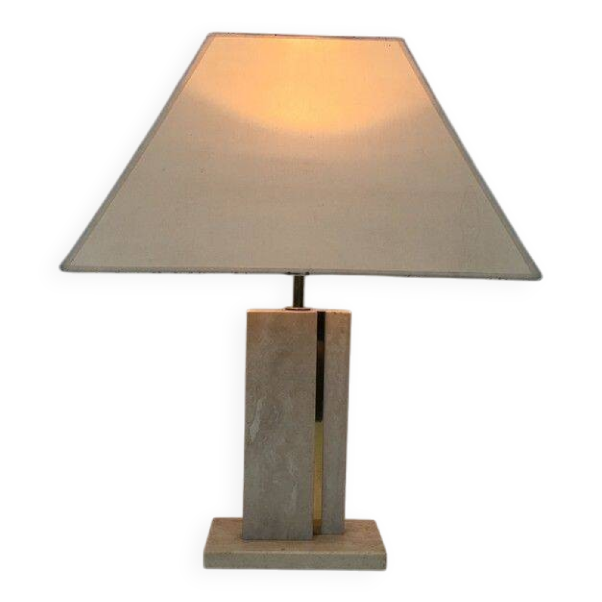 Travertine and brass lamp with original lampshades