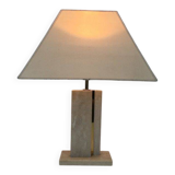 Travertine and brass lamp with original lampshades