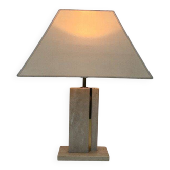 Travertine and brass lamp with original lampshades