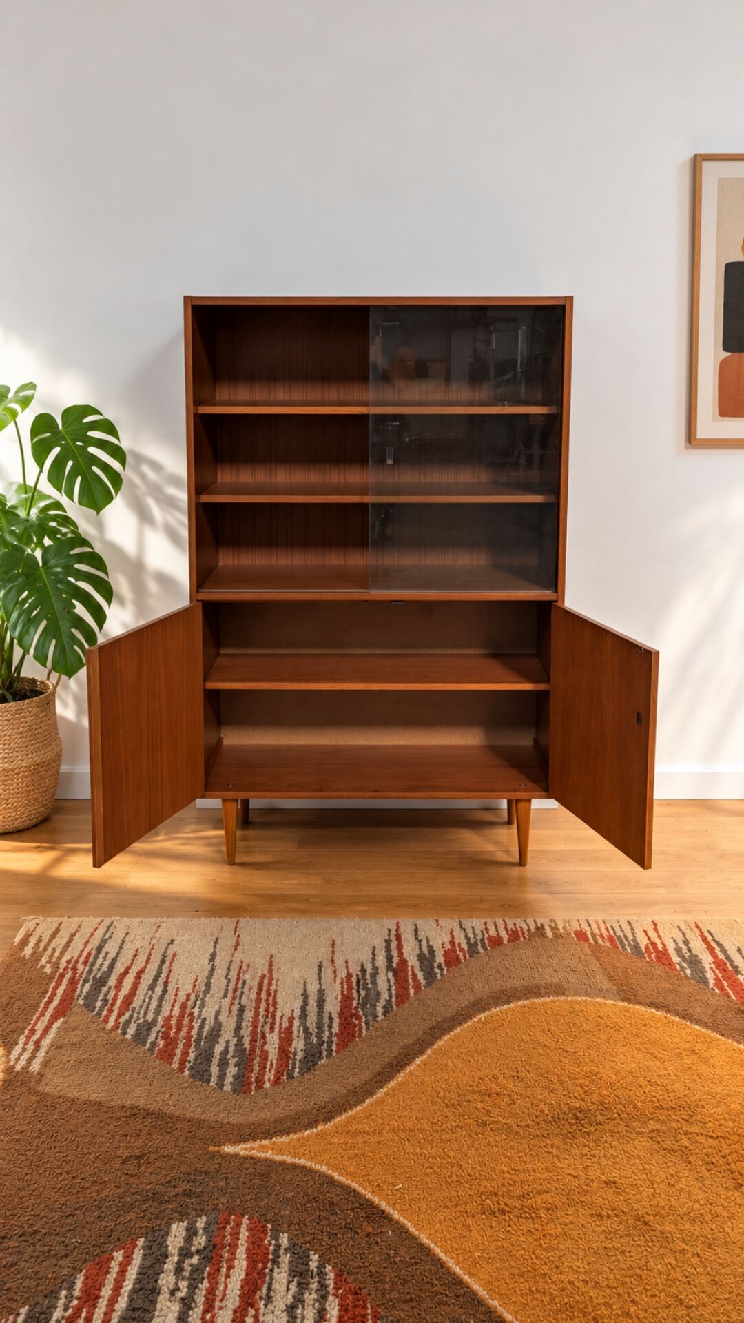 Vintage Scandinavian design display cabinet