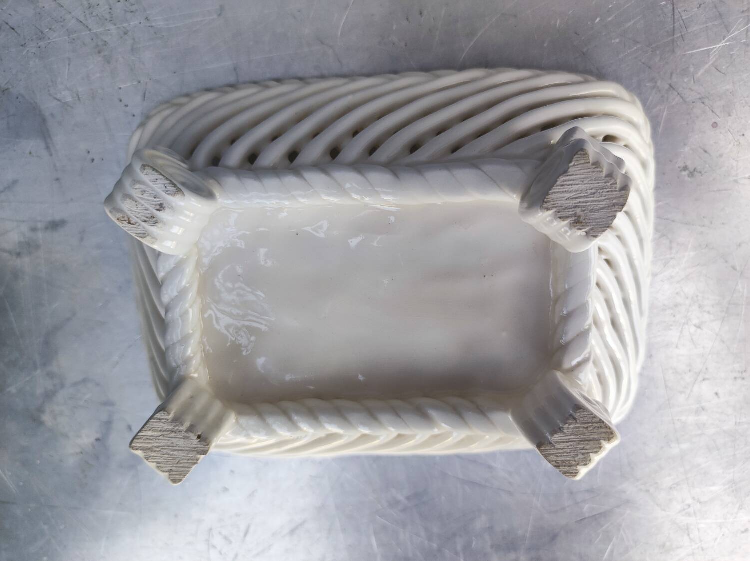 Vintage basket, woven ceramic fruit bowl