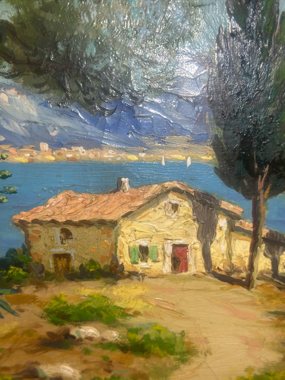 Oil painting on canvas, Mediterranean landscape, 20th century