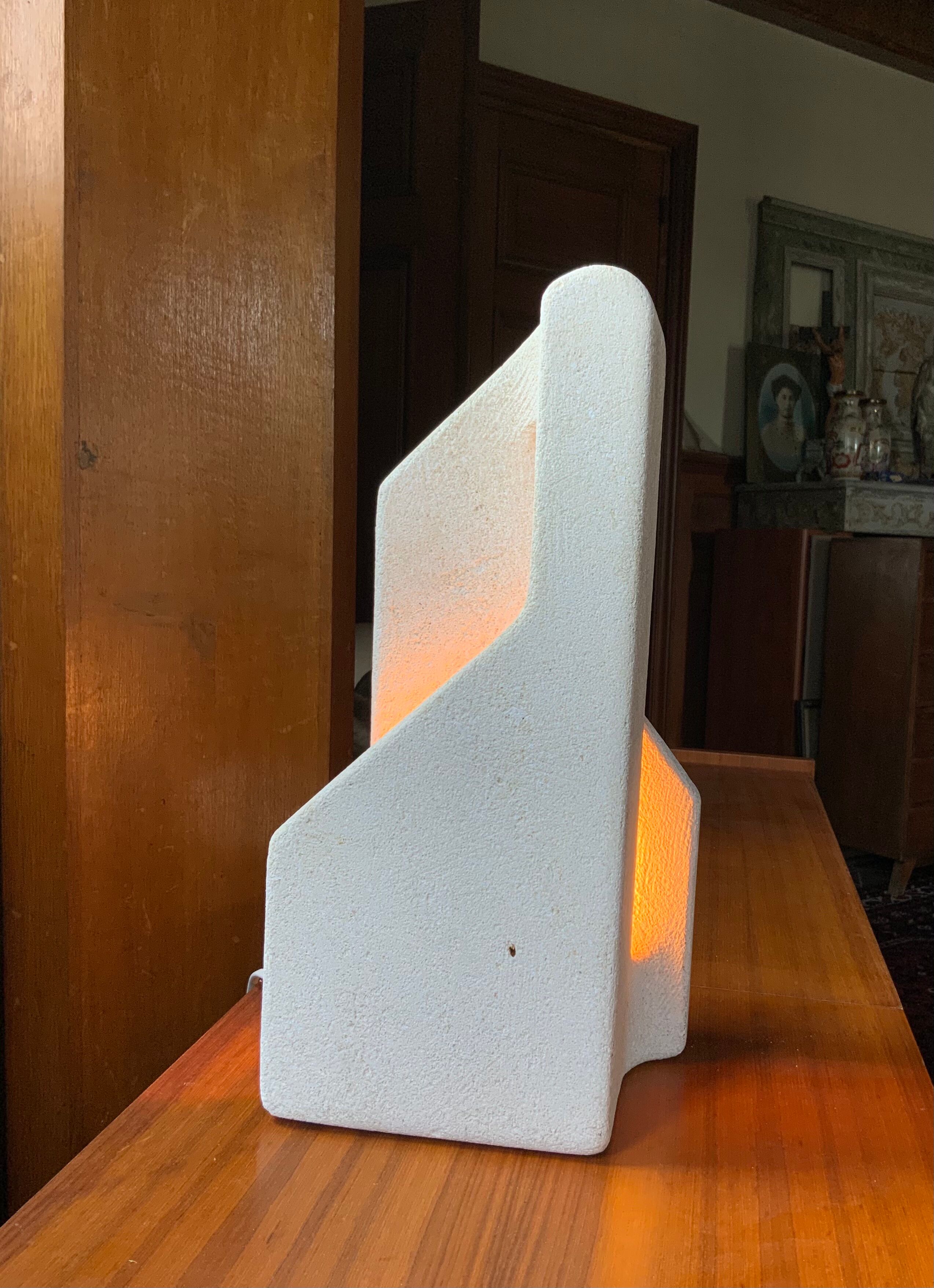 1970 carved stone lamp