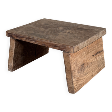 Petit tabouret d'appoint en teck ancien clair (3279)