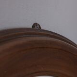 ROUND VINTAGE WOODEN WALL MIRROR FROM THE 1960S, ITALIAN DESIGN  CONDITION: