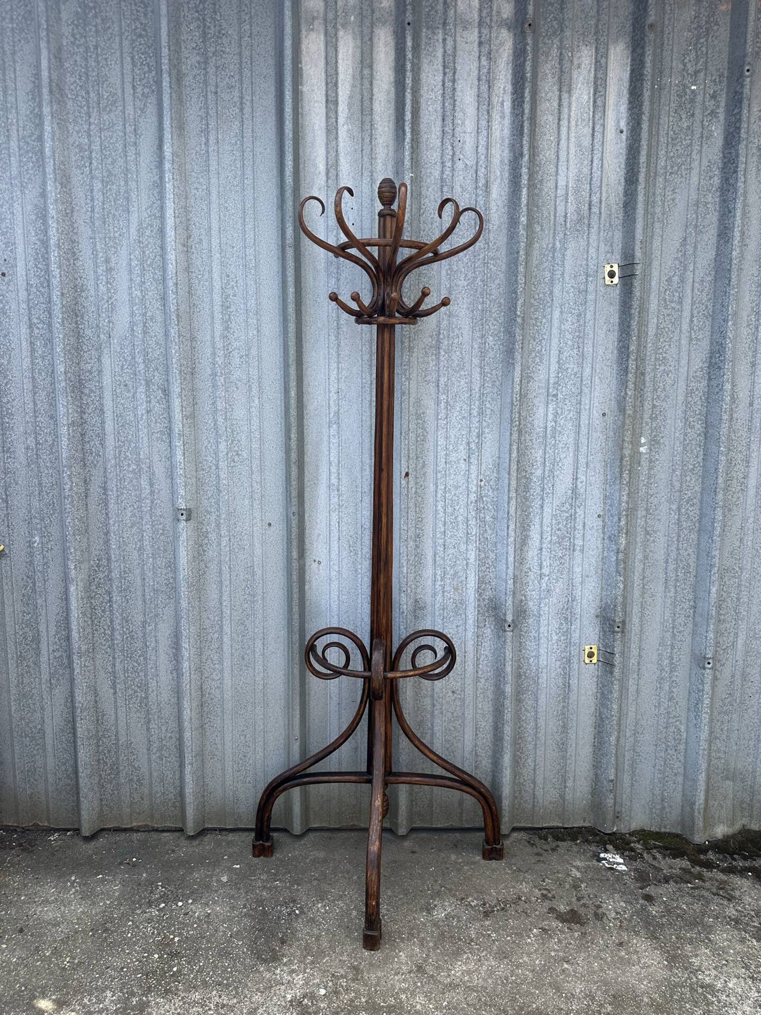 Coat rack umbrella stand curved wood