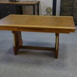 Large solid oak art deco table by Henri Bonjour 1930s