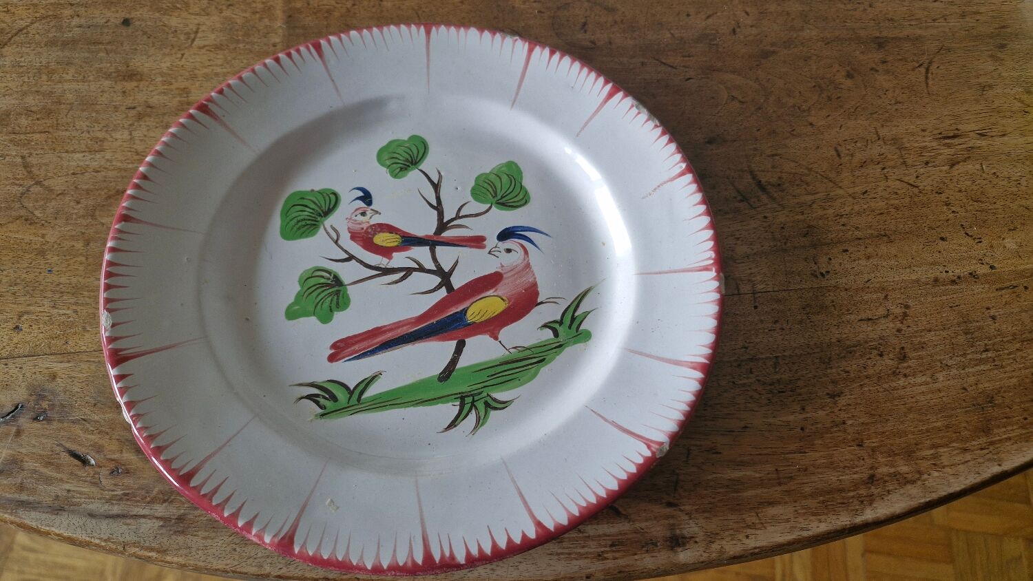 Antique plate with birds