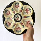 Hand-painted HB Quimper oyster plate