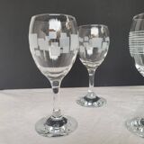 6 decorative stem glasses – 1970s glassware