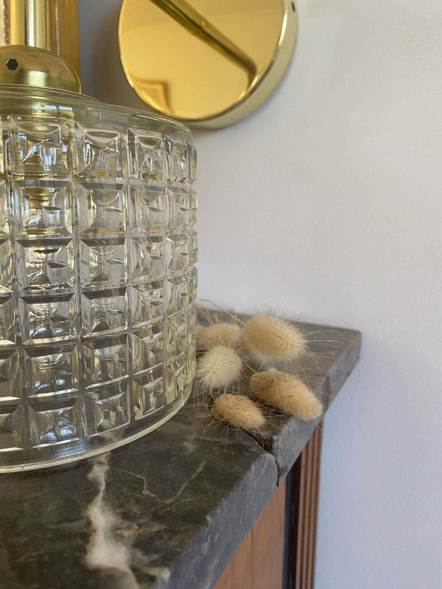 Pair of vintage glass globe wall lights