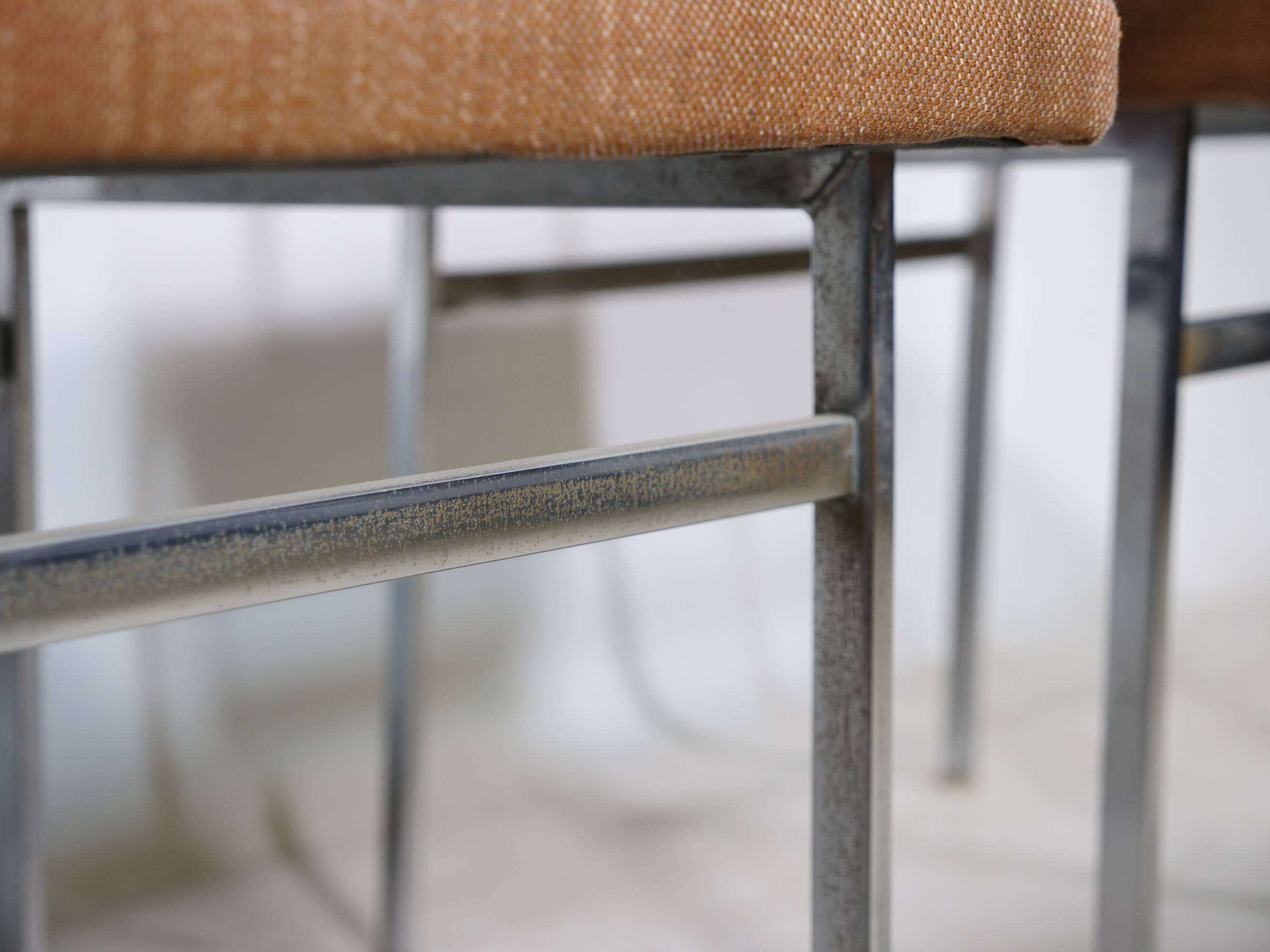 Mid Century Chairs in Chrome and Fabric, Set of 4, 1970s