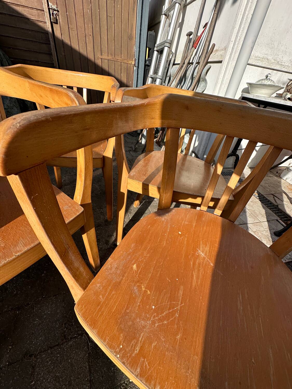 4 chaises Bauhaus, Art déco viennoises en hêtre