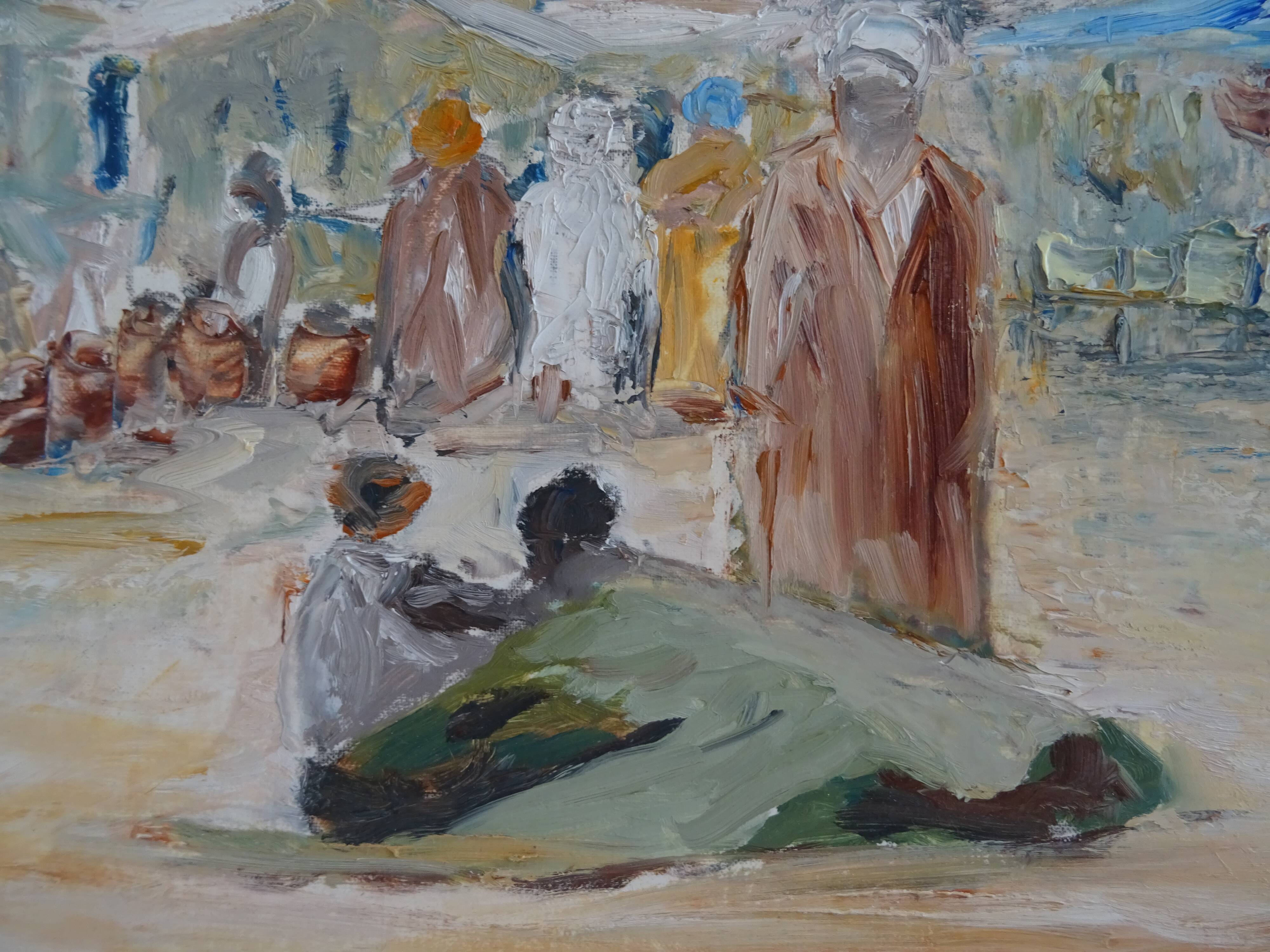 Tableau Orientaliste Signé 68 x 54 cm Afrique du Nord Maghreb