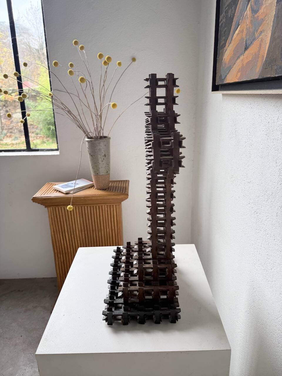 Crucifix sculpture Tramp Art 1900