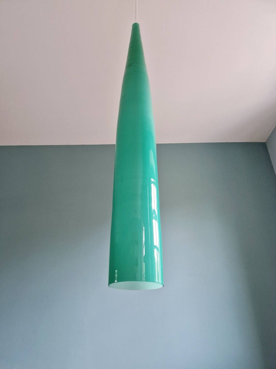 Turquoise Murano glass XXL suspension, Alessandro Pianon, 1960