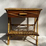 Bedside table 1960 bamboo rattan