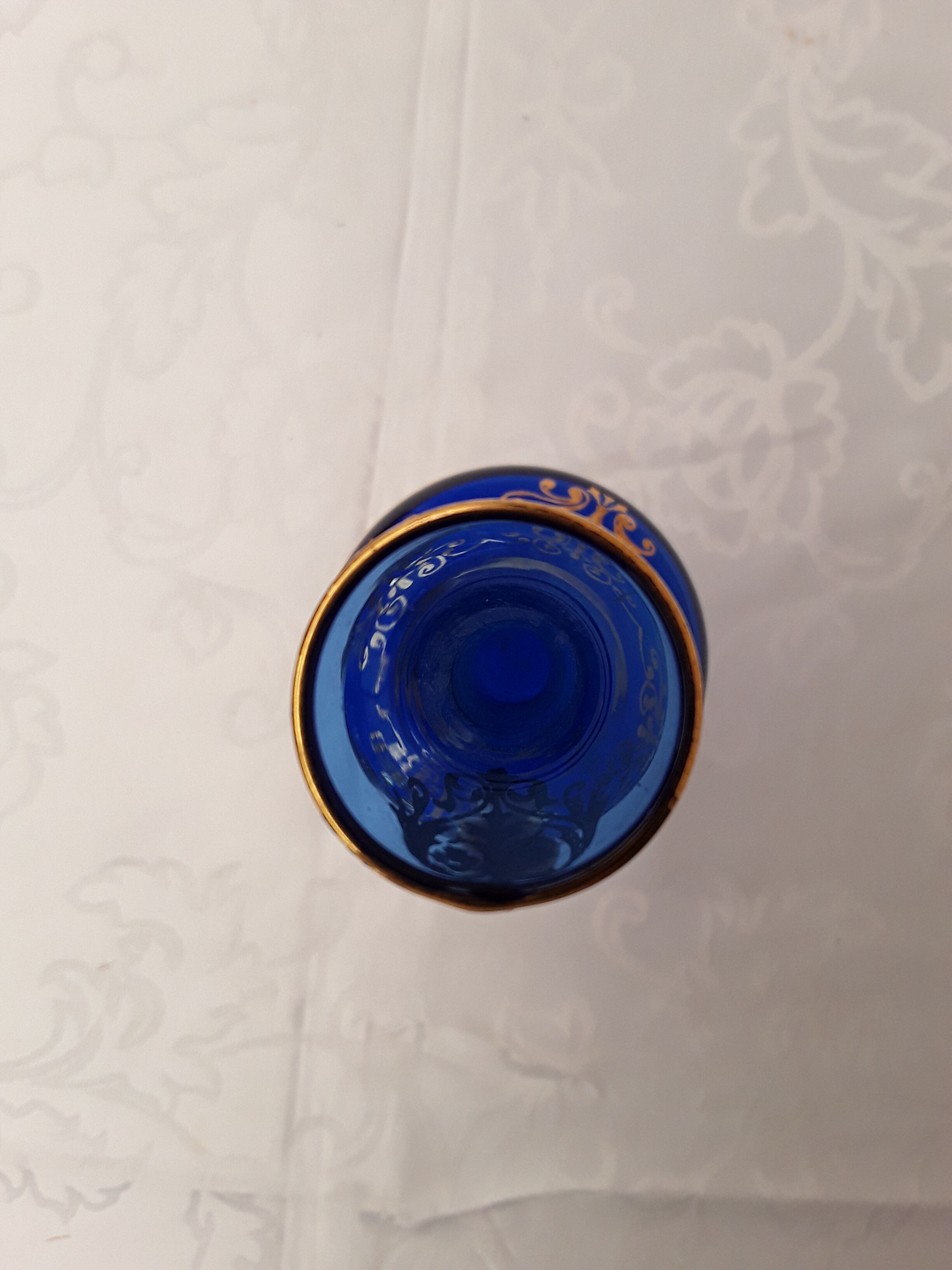 Collier Deux Rangs Perles Camée Verre Bleu - Gravure Creux - 5,5 Cm - Occasion France